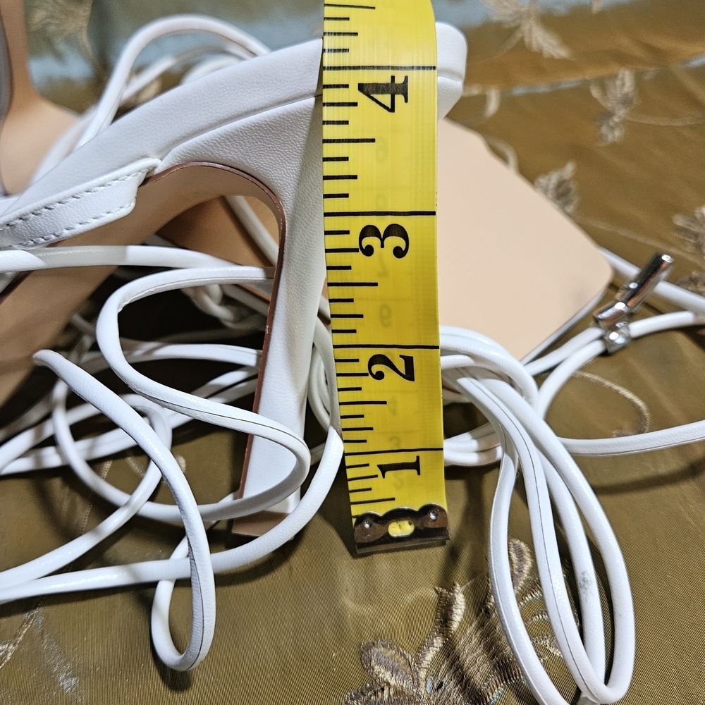 Chic White Lace-Up Heels - Picture 6 of 12